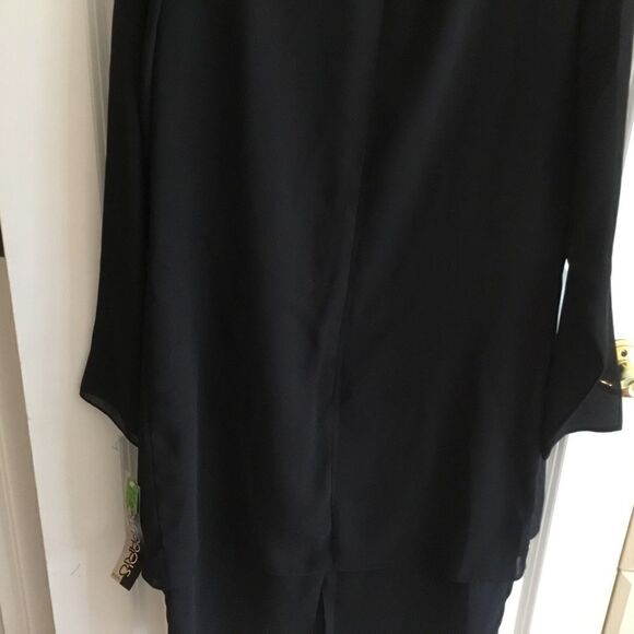 NWT. Gorgeous Black Crepe Women’s L/S Dress Size 10 Nicole Paris Brand - Picture 12 of 14